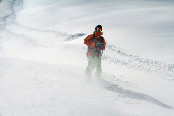 Skier in deep powder, extreme freeride — Stock Photo, Image