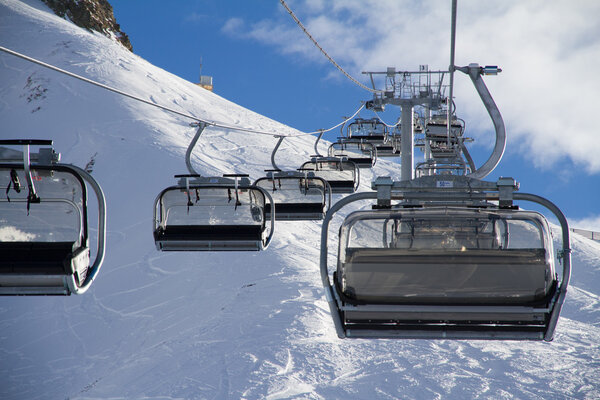 Chairlift in ski resort Krasnaya Polyana, Russia