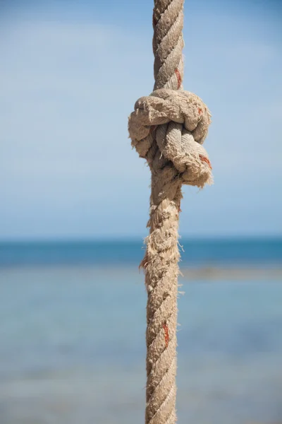 Nó na corda e no mar — Fotografia de Stock
