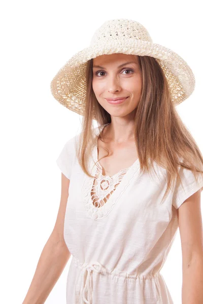 Kvinna i en bred brätten hatt — Stockfoto