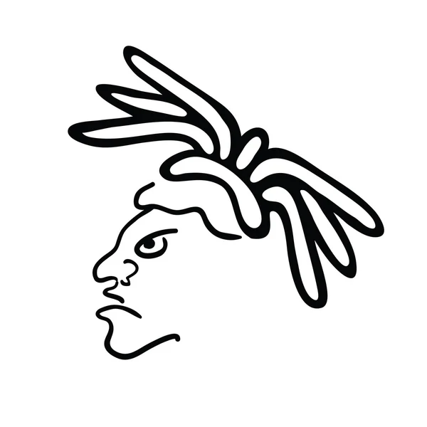 Visage dans le style des Indiens Mayas, illustration vectorielle — Image vectorielle