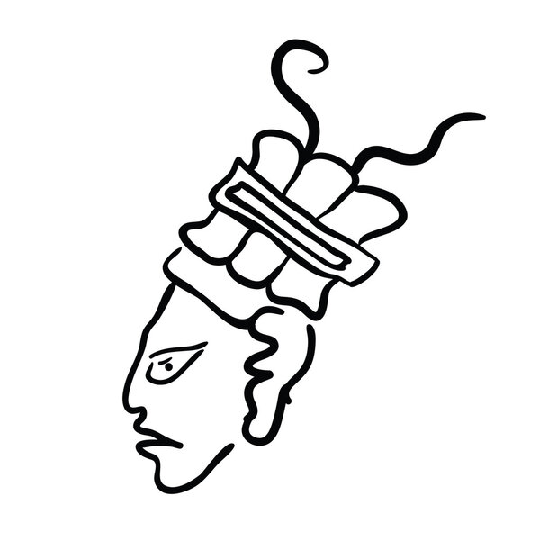 Face in style of Maya Indians, vector illustration