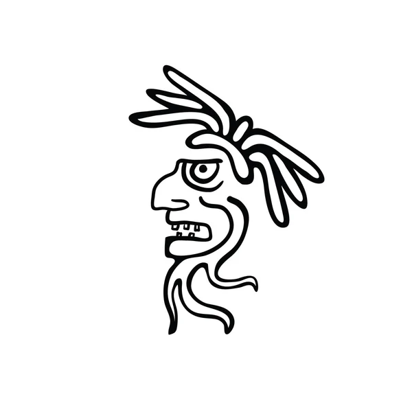 Rostro en estilo de indios mayas, ilustración vectorial — Vector de stock