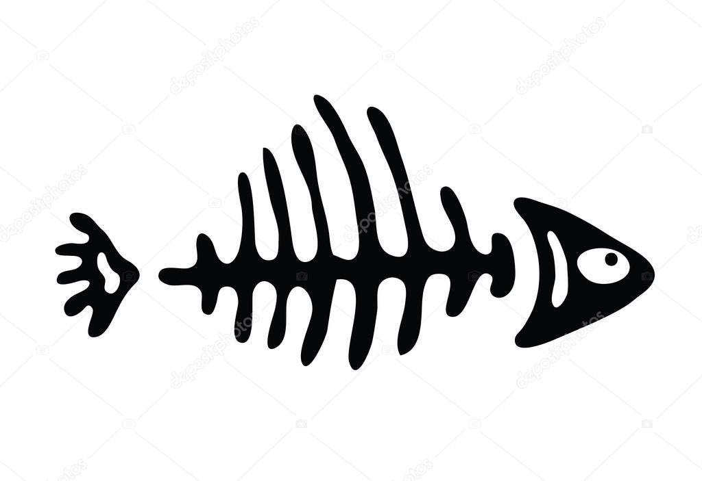 View Drawing Fish Skeleton Background