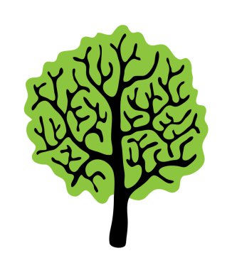 ağaç, izole beyaz arka plan, vektör