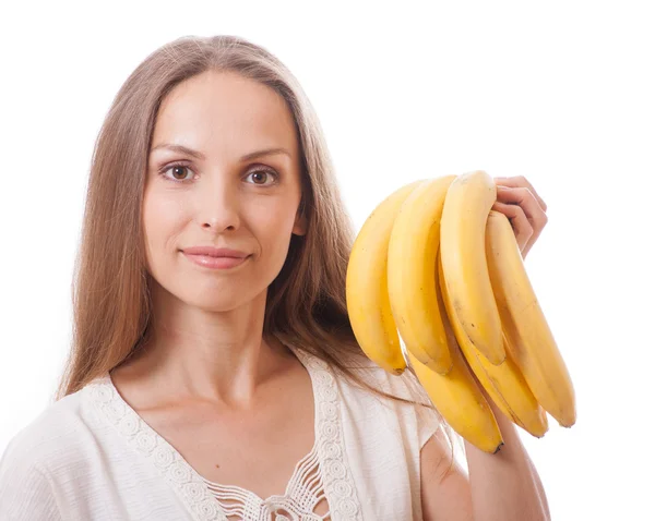 Joven chica sosteniendo plátano —  Fotos de Stock