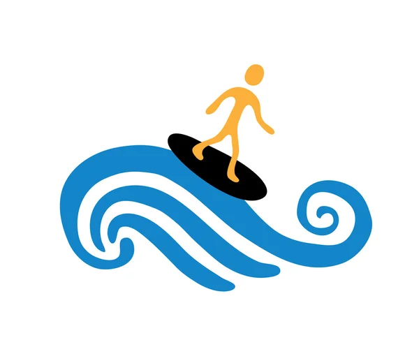 Surfer sur la vague, illustration vectorielle — Image vectorielle
