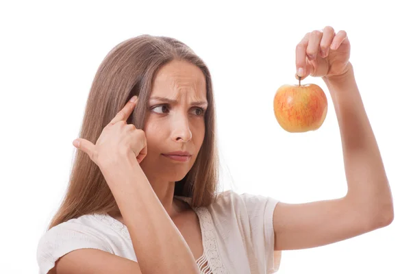 Vrouw met een appel — Stockfoto