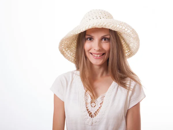 Mujer en un sombrero de ala ancha — Foto de Stock