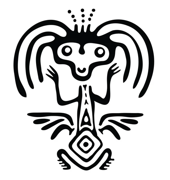 Alien dans le style indigène, illustration vectorielle — Image vectorielle