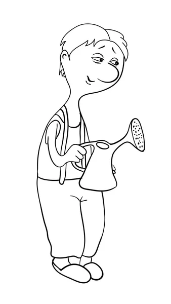 Homme avec un arrosoir, illustration vectorielle — Image vectorielle