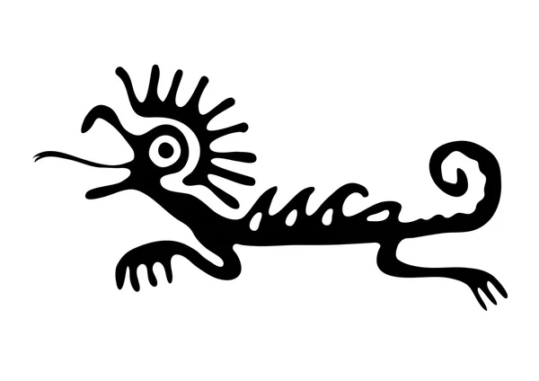 Lizard or dragon in native style — Stock Vector