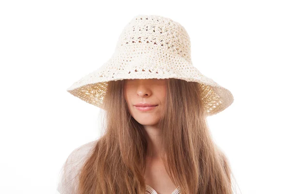 Woman in a wide brimmed hat — Stock Photo, Image