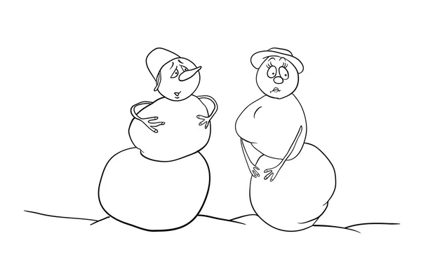 Pair of snowmen — Stock Vector