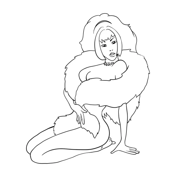 Chica sexy sentado, vector de ilustración — Vector de stock