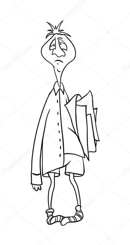 clerk with a folder of papers, vector illustration