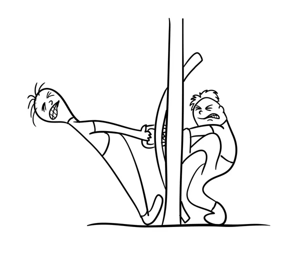 İki kapı açmak için vektör karakter karikatür