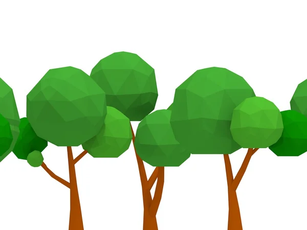 Driedimensionale low-poly bomen, — Stockfoto