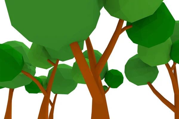 Driedimensionale low-poly bomen, — Stockfoto