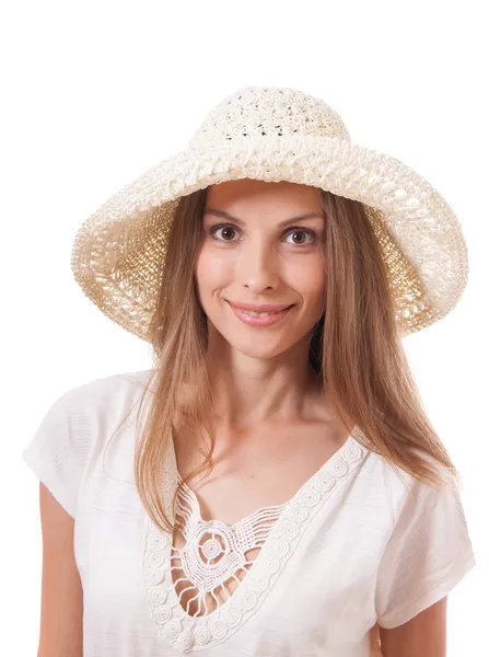 Woman in a wide brimmed hat — Stock Photo, Image