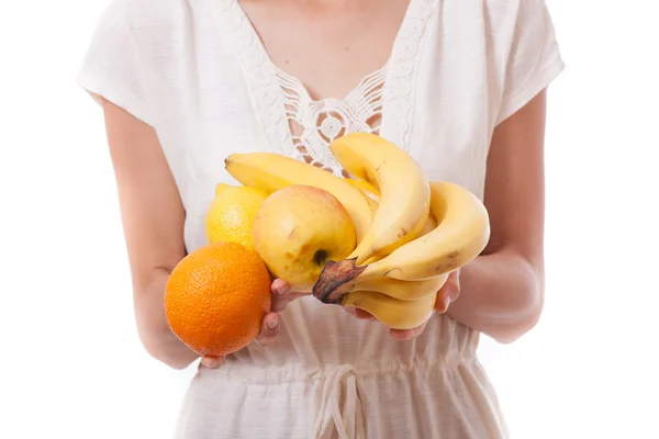 Frutas en manos femeninas — Foto de Stock
