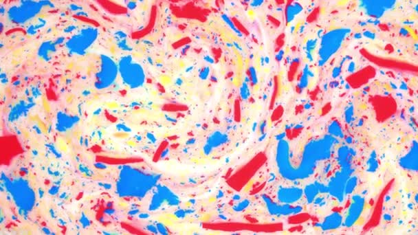 Abstraktní barevné záběry pozadí. Skvrny barvy na vodě. Ebru art, mramorovaný efekt. — Stock video