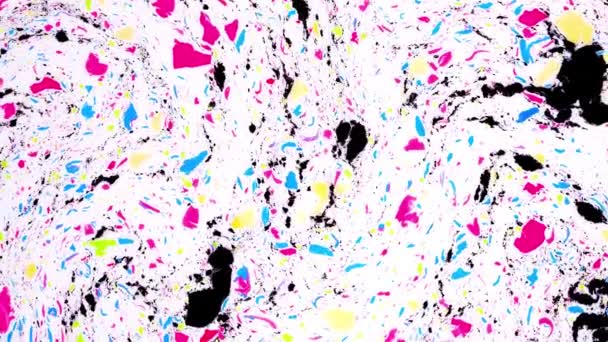 Färgglada abstrakt bakgrund, rörliga fläckar av färg på vätskeytan. Motley bakgrund för VJ och motion design. — Stockvideo