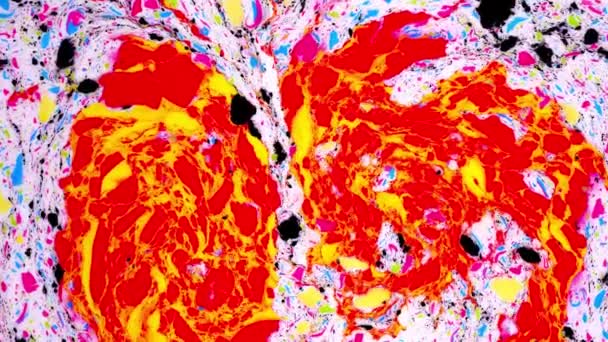 Красочный абстрактный фон, движущиеся пятна краски на жидкой поверхности. Фон Motley для VJ и дизайн движения. — стоковое видео
