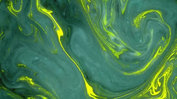 4k抽象液体动画为VJ和运动设计。绿色和黄色墨水的流动. — 图库视频影像