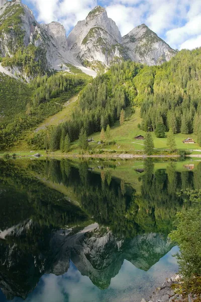 Σκέψεις Για Vorderer Gosausee Κάτω Λίμνη Salzkammergut Στυρία Αυστρία Ευρώπη — Φωτογραφία Αρχείου