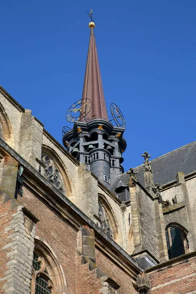Готическая Церковь Гроте Марии Магдаленакерк Гёсе Зееланд Нидерланды Башнями Часовой — стоковое фото