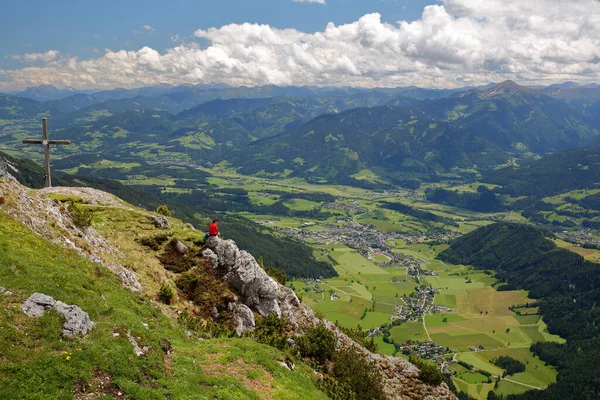 Vista Panoramica Sulla Valle Delle Enns Dal Monte Stoderzinken Grobming — Foto Stock