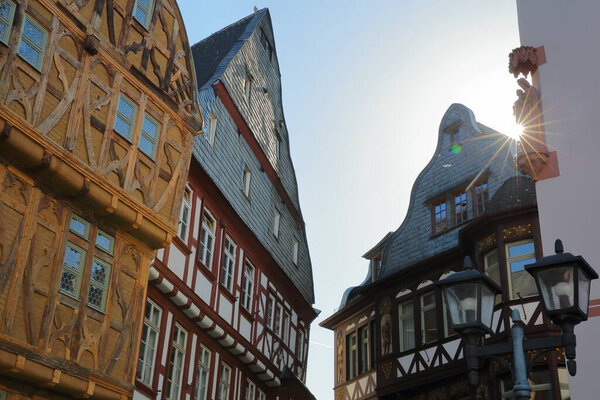 Timbered framed and medieval traditional houses in the medieval town Limburg an der Lahn, Hesse, Germany, Europe