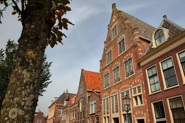 Colorful Facades Historic Houses Located Korenmarkt Street Harbor Binnenhaven Hoorn — Stock Photo, Image