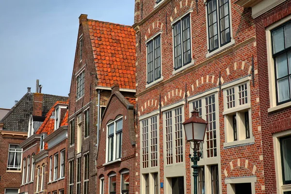 Colorful Facades Historic Houses Located Korenmarkt Street Harbor Binnenhaven Hoorn — Stock Photo, Image