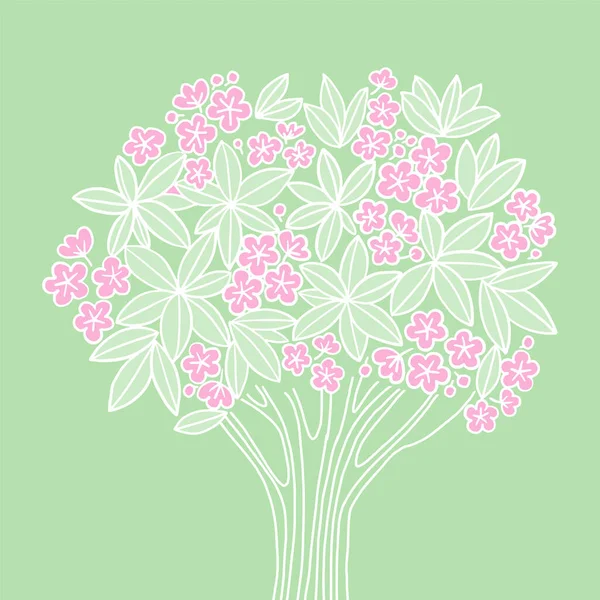 Plumeria Kwiaty Drzewo Romantycznym Stylu Naiwnym Dla Karty Nagłówek Zaproszenie — Wektor stockowy