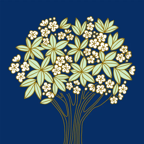 Plumeria Baum Mit Weißen Blüten Auf Blauem Luxus Hintergrund Vektor — Stockvektor