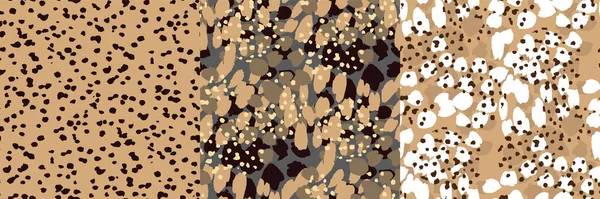 Patrones Sin Costura Animal Leopardo Abstracto Manchas Puntos Pincel Blanco — Vector de stock