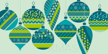 Kart, başlık, davet, poster, sosyal medya, post yayınları için düz stil Noel süslemeleri başlık vektörü. 