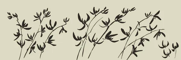 Елегантні Елементи Квітів Диких Орхідей Встановлені Листівки Заголовка Запрошення Плакат — стоковий вектор