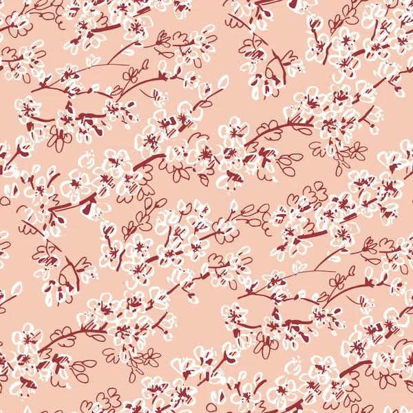 Zartes Frühlingssakura Blütenmuster Nahtlos Vektordruck Für Hintergrund Stoff Textil Verpackung — Stockvektor
