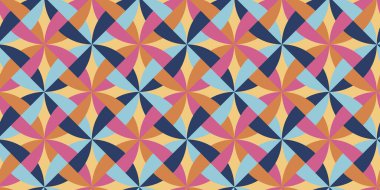 Arka plan, kumaş, tekstil, ambalaj, yüzey, ağ ve baskı tasarımı için pastel renklerde renksiz mozaik geometri deseni. Yumuşak renklerde vektör kiremit uyumluluğu. 