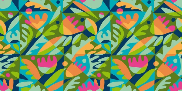 Patrón Inconsútil Tropical Abstracto Colorido Vivo Para Fondo Tela Textil — Vector de stock