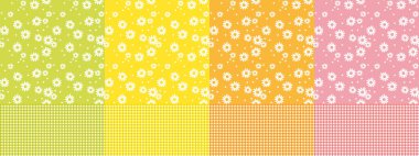 Basit bir yaz papatyasız deseni. Saf renkli çiçekli desen. Yaz çiçekleri ve tekstil, kumaş, süblimleşme, baskı, web için basit ekoseli tekrarlanabilir motif.