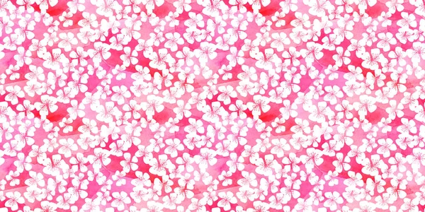 Bunga Sakura Warna Air Pola Raster Mulus Untuk Cetak Tekstil — Stok Foto