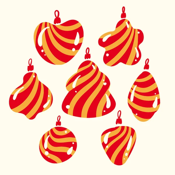 かわいいキャンディースタイルのクリスマスボールバンドル 甘いクリスマスツリーのベーブル — ストックベクタ