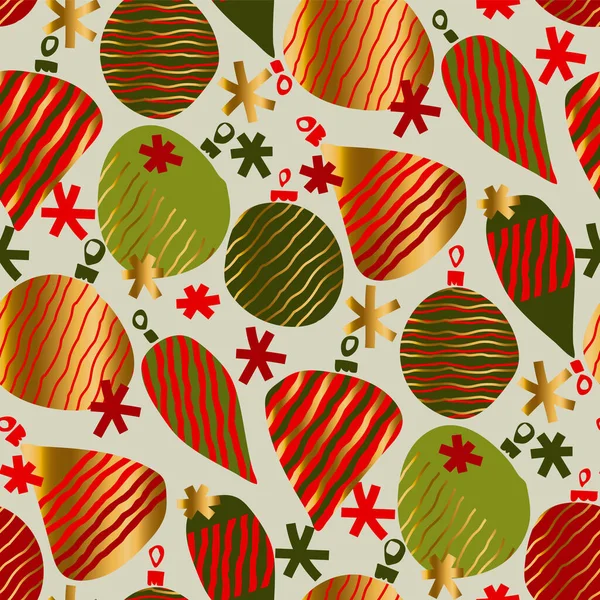Handgezeichnete Niedliche Weihnachtskugeln Mit Nahtlosem Muster Rot Und Grün Für — Stockvektor