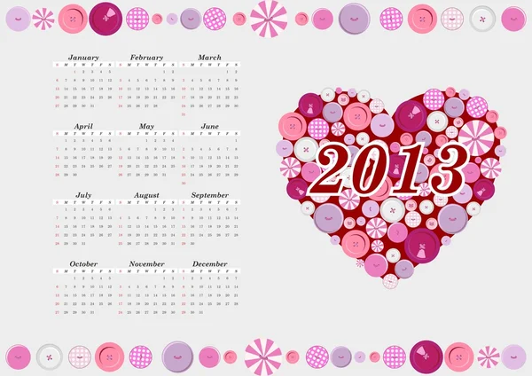 Calendario 2013 — Vettoriale Stock