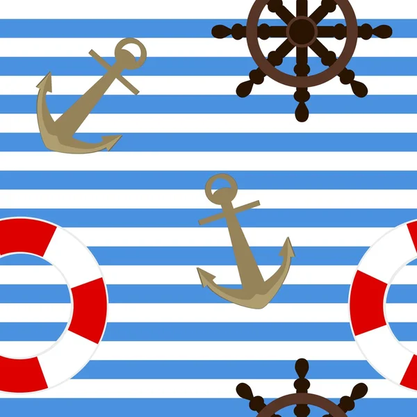 Símbolos marinos patrón infinito — Archivo Imágenes Vectoriales