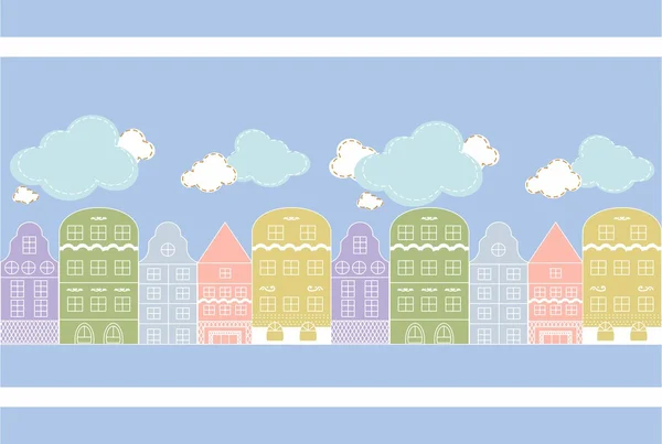 House street endless pattern — Stock Illustration House street endless pattern Vector Graphics